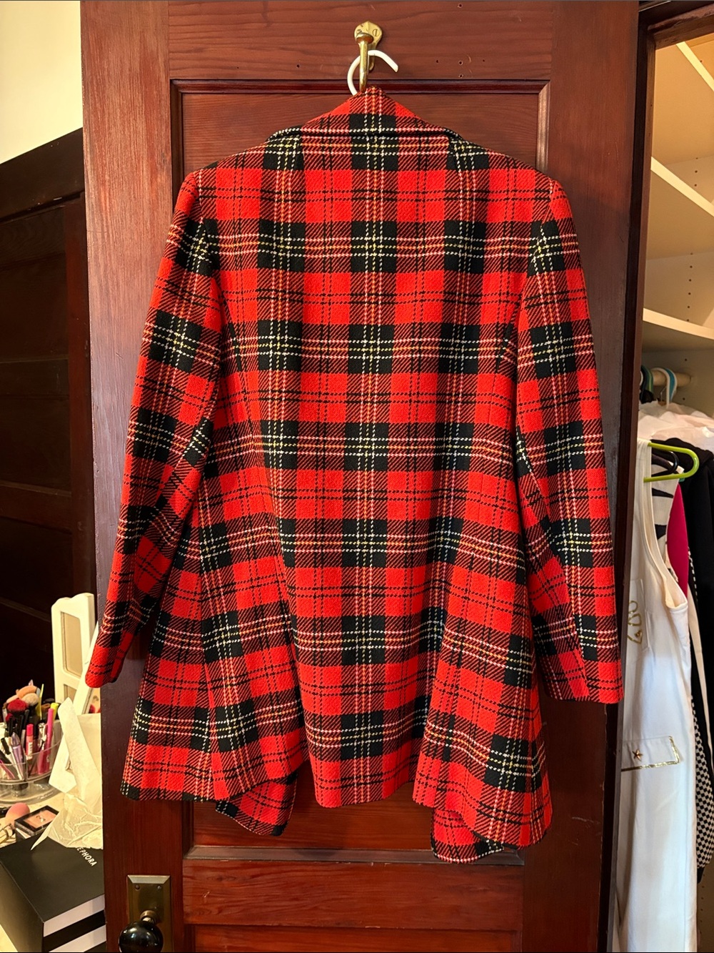 Pendleton Red and Black Plaid Wool Pea Coat - Picture 4 of 5
